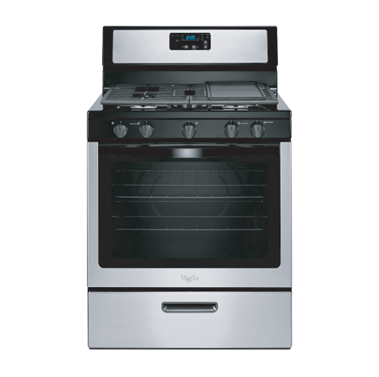 WHIRLPOOL 30" S/STEEL 5 BURNER GAS STOVE